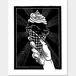 Sweet! Ice Cream Linocut Print Posters and Art